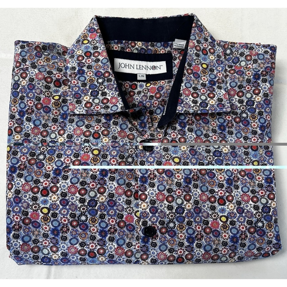 John Lennon Shirt Men's Size Large Multicolor Casual Button Up Long Sleeve - Picture 11 of 11
